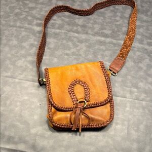 American Darling Tan and Brown Leather Crossbody Bag